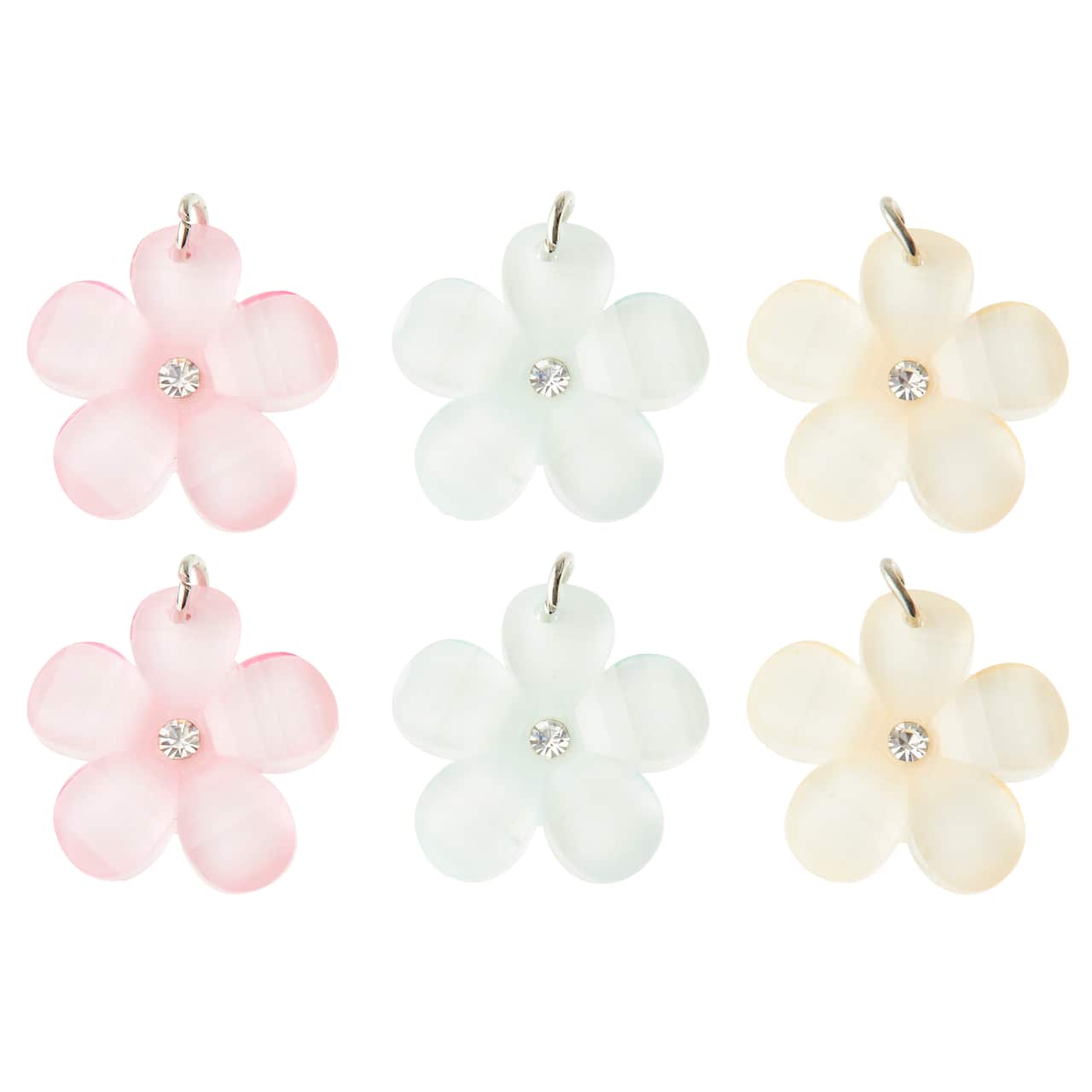 12 Packs: 6 ct. (72 total) Charmalong™ Rhodium Flower Charms by Bead Landing™